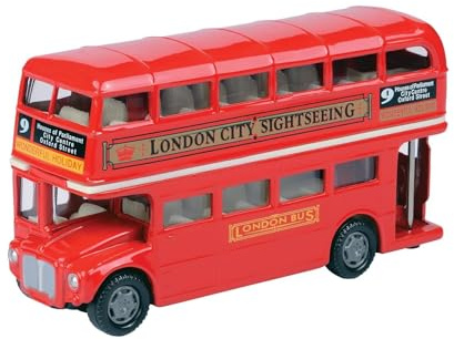 Classic London Double Decker Red Bus Toy Model, London Bus Toy 1:64 Scale Alloy Diecast, Exquisitely Packaged Suitable as Decorative Collectibles and Gifts for Car Enthusiasts(Red,Closed Top)