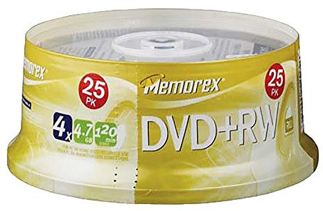 Memorex DVD+RW 4.7GB (4X Speed) x 25 discs on Spindle