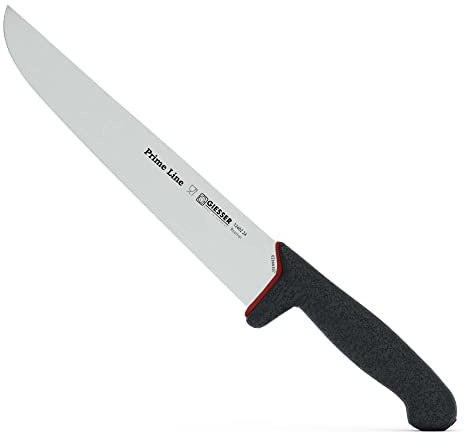 Giesser seit 1776 - Made in Germany - Schlachtmesser rutschfest PrimeLine, Klinge 24 cm, schwarz, scharfes Metzgermesser spülmaschinenfest,rostfrei