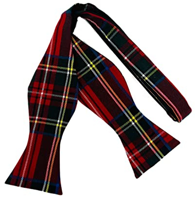 King & Priory Traditional Red Tartan Check Self-Tie Bow Tie, Scotland, Plaid