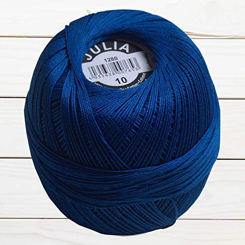 GB Wolle JULIA Häkelgarn 10 100% Baumwolle 50g 280m Filethäkeln Filethäkelgarn (Royalblau 1280)