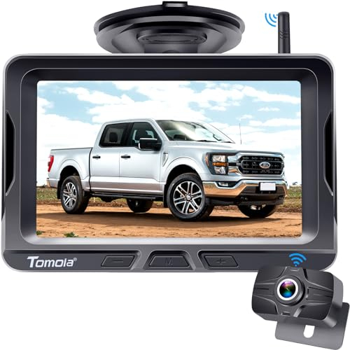 Tomoia Caméra de Recul sans Fil HD 1080P 5 Pouces Camera de Recul Voiture Ensemble étanche Vision Nocturne T2