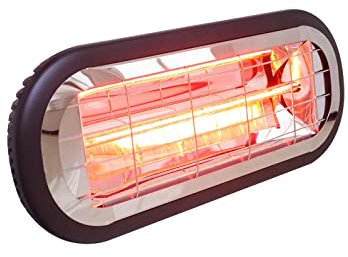 KEKAI Calefactor Eléctrico Infrarrojos Fibra de Carbono Top Design 2000 W de Techo/Pared Negro Interior/Exterior 46x19x7,5 cm