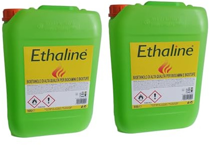 BIOETANOLO LIQUIDO 2 TANICHE DA 10 LITRI ETHALINE - 20 LITRI TOTALI