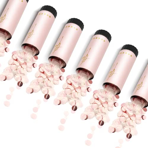 Konfettikanonen Set - Mehrfarbige Bombe, Shooter, Push-Pop, Popper für Hochzeit, Geburtstag, Silvester und Sonstige Partys (6 Stück)