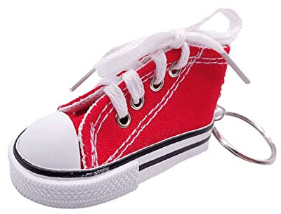 Porte-clés Miniature pour Chaussures Porte-clé Chaussure Mode Pendentif Chaussure en Toile Cadeau Pendentif de Sac Porte-Clés Pendant de Voiture pour Femme Homme (Rouge)