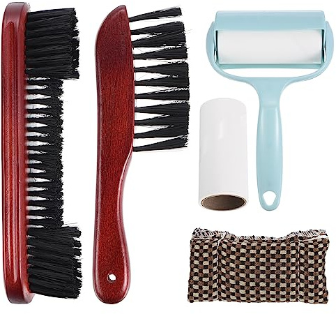 PATIKIL Billard Table Nettoyage Brosse Set, Billard Table Brosse Rail Brosse Cue Nettoyage Chiffon Collant Anti-Peluches Rouleau et Rechange Noyau Piscine Table Nettoyer Kit, Vin Rouge