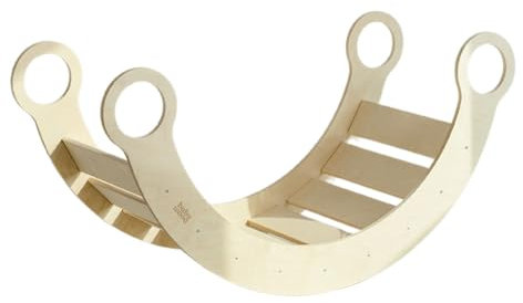 Arco di arrampicata per bambini, Altalena per arrampicata in legno fatta a mano, Dondolo triangolo, Altalena da casa interno, Tavola di equilibrio, Parete arco Montessori, (L, Naturale)