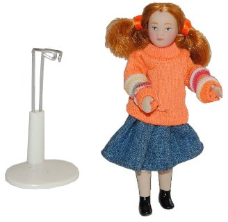 alles-meine.de GmbH Mädchen Puppe für Puppenstube - Maßstab 1:12 - Porzellan Puppen Biegepuppe Nostalgie Porzellanpuppe