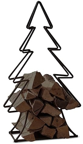 rightclick Black Metal Tree Log Holder Fireplace Wood Store Decorative Christmas Tree Design Firewood Rack Indoor Log Storage Fireside Log Storage Rack_H90 x W53 x D23cm