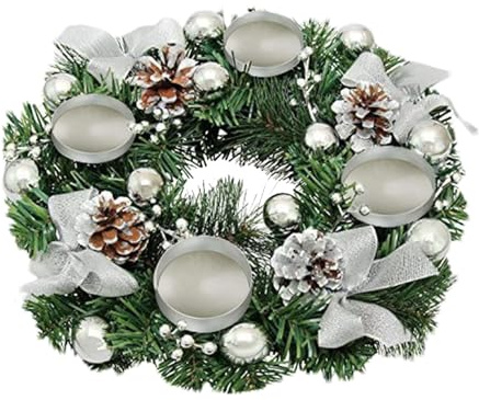 Duqulle Bougeoir Couronne De L'avent De Noël-Anneau De Bougie Couronne Artificielle De 12 Pouces, Bougeoirs Couronne De Noël pour 4 Chandeliers, Décoration De Table De Pièce Maîtresse De Noël
