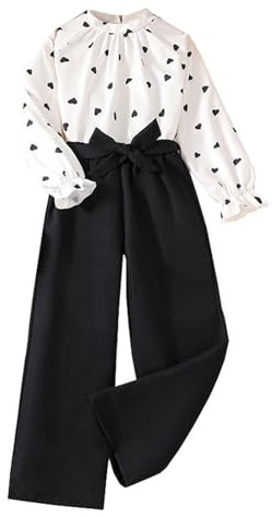 L9WEI Maglietta Top Bambina 10 Anni Set di 2 Pezzi di Felpa e Pantaloni a Maniche Lunghe con Stampa per Bambina Completo 5 Anni Maschio (White, 11-12 Years)