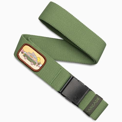 Arcade Belts A2 Unisex Adventure Belt: Heavy Duty Stretch, Metal Free Buckle, Earthling - Dill, Standard (Up to 40); 1.5 Wide