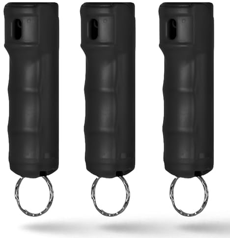 Pepper Spray Keychain Flip Top Safety, Police Strength Keychain Pepper Spray for Women, Men, 16 ft Range, Finger Grip for More Accurate, Quick Release Keychain for Easy Carry, Fast Access
