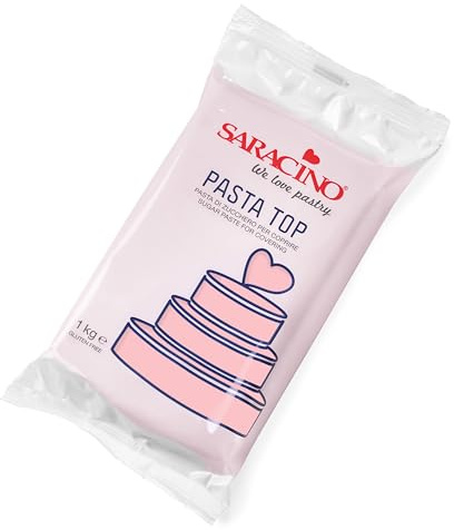Saracino Top Pâte à Sucre pour Recouvrir 1000g Fondant Made in Italy - Couleur Rose Bébé