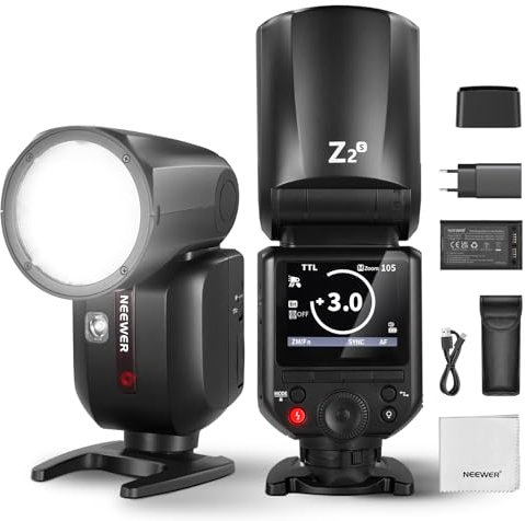NEEWER Z2-S Flash 2,4 G TTL Flash à tête ronde Speedlite pour Sony, 76 W, interface utilisateur, lampes de modélisation, interrupteur TTL/M Quick TCM, 1/8000s HSS,480 flashs pleine