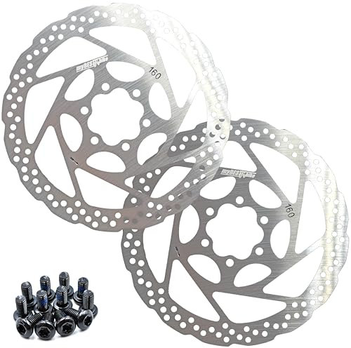 myBESTbike - Brake Rotor Bike Disc 140/160/180mm 2 Pack Stainless Steel Bicycle Rotors With 12 PCS T25 M5x10mm Screws For Bike Mountain Bike MTB BMX