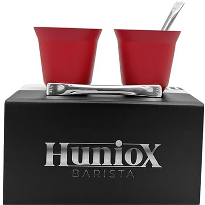 Huniox® 2 x 80 ML Petite Tasse à Café - Service Cafe - Gobelet Inox - Tasses Café - Tasse Double Paroi Expresso - Verres Cafe Double Paroi - Tasse a Cafe Originale - Verre Inox (RUBY, 80 ML)