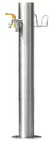 Mosnesrt Outdoor Garden Water Column, Freestanding Fountain With Hose Hanger Stand, Frost Free Outdoor Faucet, for Garden Farm Courtyard Watering Irrigation, Stainless Steel Pillars with Base