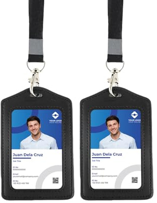 Porta Tarjetas,Transparente y Resistente, 2 Piezas Porta Tarjetas Colgante, Funda Identificación con Cordón, Ideal Para Oficina, Escuela, Transporte y Trabajo, Negro