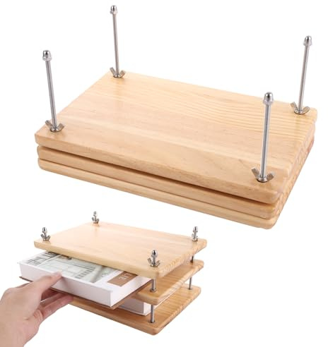 LOPYXBR Presse à livres en bois, 29,5 x 19,5 x 4,5 cm, presse à papier plat pour reliure, fournitures de reliure