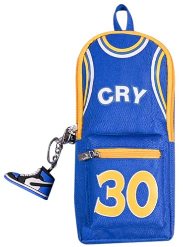 YUEcthynous Basketball Player Federmäppchen Große Kapazität,Basketball Star Bunte 30 Trikot Federtasche, Große Kapazität 2 Fach Doppelter Reißverschluss Segeltuch Schlamperbox Schule Federmäppchen