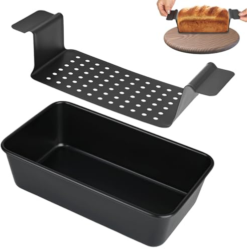 YHNDECO Karbonstahl Brotbackform, Hackbratenform mit Ablaufschale, Brotbackformen, Karbonstahl Brotformen, Kohlenstoffstahl Brotbackform für Ofen, Brot und Braten von Fleisch, 24x14x6.5cm