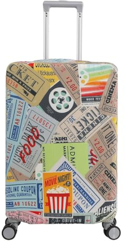 JYNXOR 1 Pièce Protection Valise, Elastique Housse de Valise, Housse de Protection pour Bagages Lavable, Bagage de Voyage Couverture, Convient aux Bagages de 22 a 24 Pouces(M, Motif Journal)