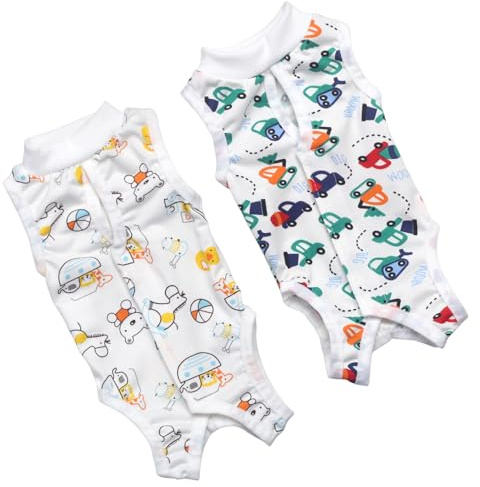 LEBKFT 2 Pack Cat Recovery Suit, Breathable Soft Cat Surgery Recovery Suit for Spaying Neutering Abdominal Wounds or Skin Diseases Anti-Licking Cat Bodysuit Elizabethan Collar Alternative (M)