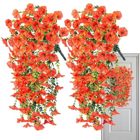 Konstgjorda Petunior Naturtrogna 2 Stycken Faux Blommor Trädsdekoration | Utomhus Falsk Petunia Dekoration för Uteplatsen Verandan TrädBakInomhus och Balkong Utomhuset Bröllopsfest