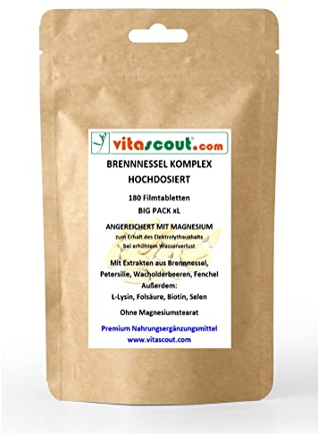 Pflanzlicher Brennnessel-Komplex 900 II – 180 Tabletten – Extrastark – 100% Vegan – Ohne chemische Entwässerungsmittel – Mit Magnesium – Laborgetestet in Deutschland