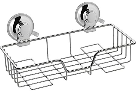 GEDY Hot, Portaoggetti doccia cromato con ventosa, Misure e peso: 12X27,5X13,6 CM & 0,34 KG, Porta oggetti per bagno in acciaio inox, Design R&S Gedy, 2 anni di garanzia, Portata massima 5 kg