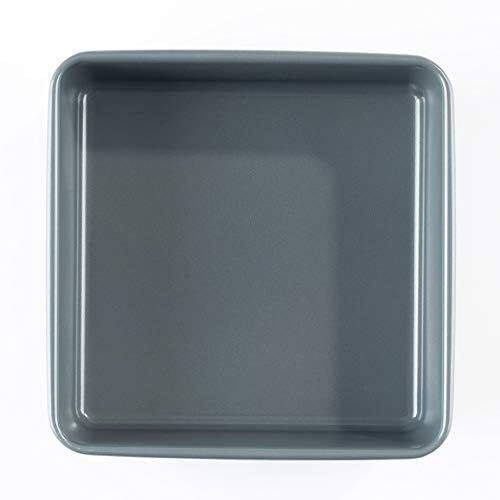 Prochef Non-Stick Teflon Deep Square Cake Tin - Length 22cm x Width 22cm, Silver