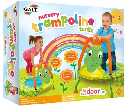 Galt Nursery Trampoline - Turtle Toddlers Trampoline Encourages Childrens Active Play - Indoor and Outdoor Mini Kids Trampoline - Durable Frame, Easy Storage and Non-Slip Feet - Ages 12 Months Plus