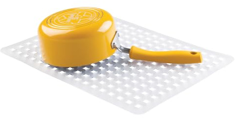 iDesign Escurridor de platos y vasos, rejilla de plástico PVC de tamaño grande, alfombrilla escurreplatos para proteger el fregadero de la cocina, transparente