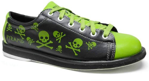 Pirámide Hombres de Calavera Verde/Negro Zapatos de Bolos para Hombre, Negro, Verde