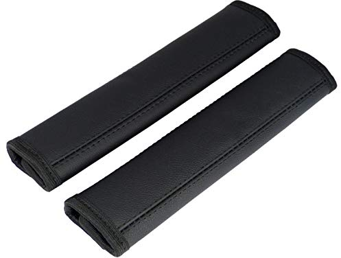 L&P Car Design GmbH A093 2 Stück Gurtschoner Gurtpolster Schulterpolster echtes Leder Echtleder Schulterschoner Schoner Polster Gurt Schulter Schwarz (2 Stück schwarz mit schwarzer Naht)