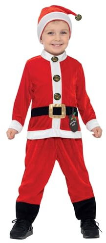 Smiffys Santa Toddler Costume, Red & White with Jumpsuit & Hat, Christmas Children's Fancy Dress, Santa Dress Up Costumes