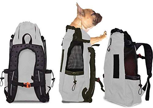 Hunderucksack für Mittelgroße Kleine Hunde, Hundetransporttaschen für Motorradfahren, Wandern, Einkaufen, Reisen, Geeignet für Haustiere 10kg-15kg,Gray,L