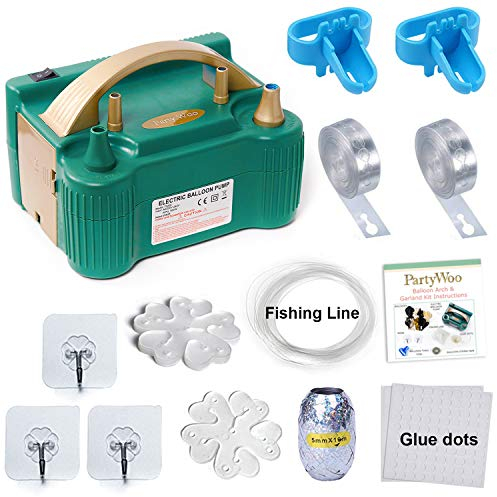 PartyWoo balloon Pump 220V-240V 600W Electric Portable Inflator, Dual Nozzle Air Pump for Balloon Garland