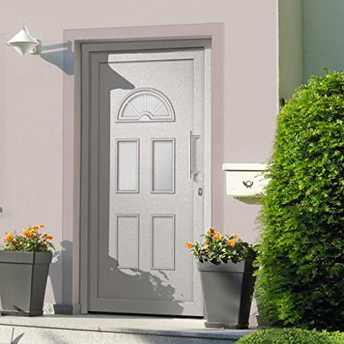 vidaXL Porta di Ingresso con Accessori Sicurezza Eleganza Entrata Casa Edifici Soglia Alluminio Rinforzi e Anima in Acciaio Bianca 88x208 cm