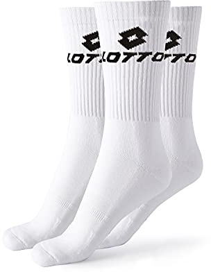 Lotto, 12 Paires Chaussettes de tennis homme/femmes en coton doux et respirant, certifiées OEKO-TEX, blanches, 35-38