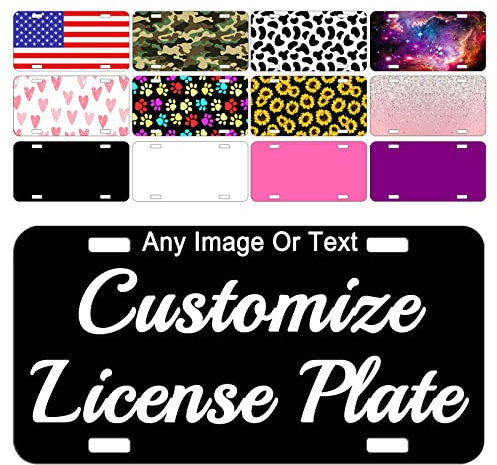 Placa de matrícula personalizada de 3 x 6 pulgadas personalizada de metal de aluminio novedad Mini placas de etiqueta de licencia con texto de nombre para bicicleta niños coche de juguete