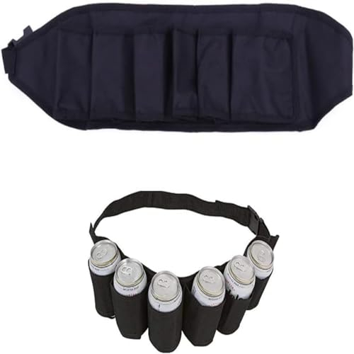 VOBOR Beer Belt, 6 Pack Beer Belts, Portable Beer Can Belt Holster Beer Waist Bag for Beer Drinks Soda Can Bottles Beverage