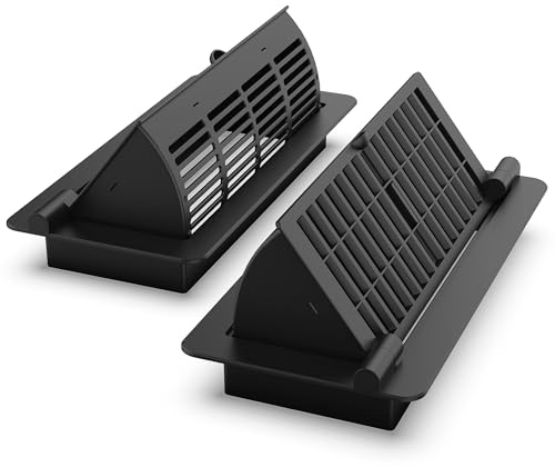 2-in-1 Vent Deflectors & Floor Vent Covers, Adjustable Floor Register 4x10, Air Vent Deflector for Home Floor, Office, Ceiling, Tool-Free Install, Black, 2 Pack