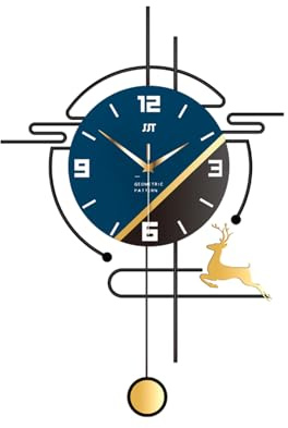 Ergocar - Reloj de pared grande de metal redondo con péndulo, moderno reloj de pared silencioso, diseño minimalista para sala de estar, dormitorio, comedor, cocina, oficina