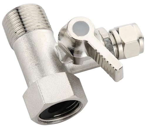 Válvula de Cierre Adaptador en T de Latón 3/8 x 3/8 x 1/4, Conector de 3 Vías Resistente a Corrosión, Adaptador de Conexión de Agua Multifuncional para Diversos Dispositivos