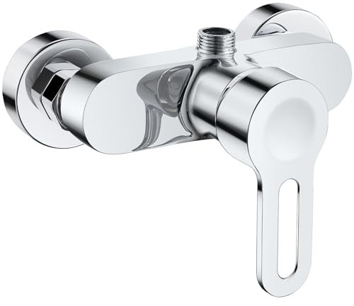 Rehomthy Mitigeur monocommande Douche, Robinet Mitigeur de Douche Mural, Adaptée aux Colonne de Douche, 1/2‘’sortie d'eau vers le haut, Chromé