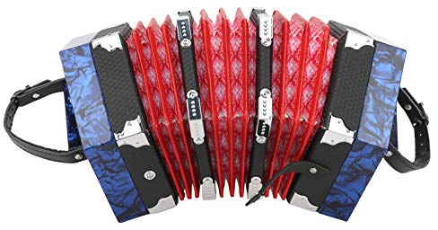 LOCADENCE Concertina-dragspel, Anglo Style Concertina med bärväska, Portabelt sexkantigt Concertina-dragspel för nybörjare Vuxna (Kungsblå)