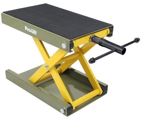 Pro-Lift Motorcycle Scissor Jack Lift – 1100 LBS Capacity, Wide Deck, Hoist Crank Center Stand, Steel Dirt Bike Stand Scissor Lift Jack for Sports Bike, ATV, Cruiser Bike, Touring Motorcycles